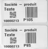 example labels with unique serial number and batch/order number